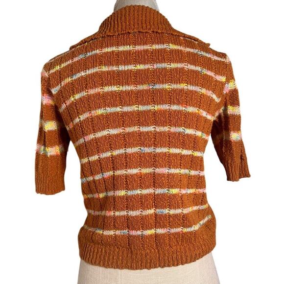 Free People Now & Then Cinnamon Women’s Sz S Collared Short Sleeved 70s Festival - Picture 2 of 16